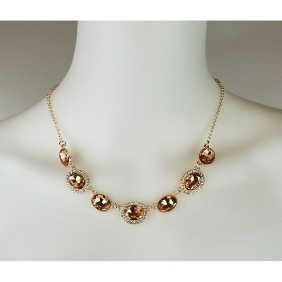Monet Jewelry - New Necklace Monet Gold Faux Amber & Rhinestones
